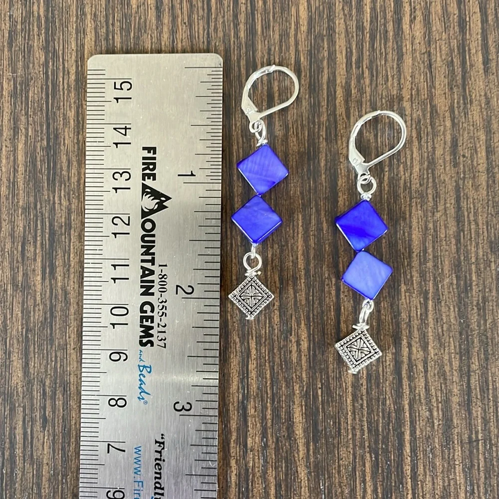 HAND CRAFTED EARRINGS Royal Purple with Silver